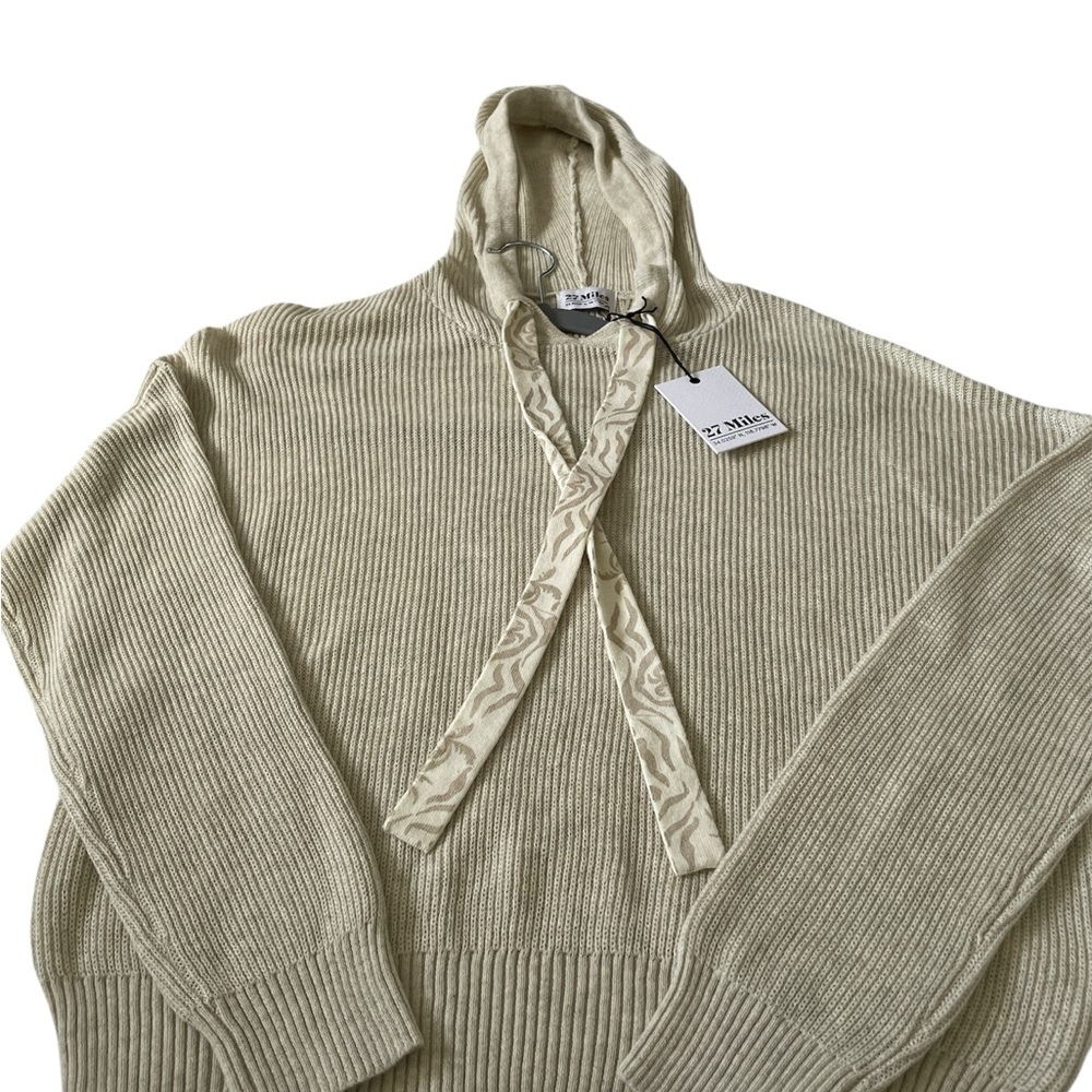27 Mile Foster Sand Hooded Sweater with Ties. Size: M. Perfect Condition.